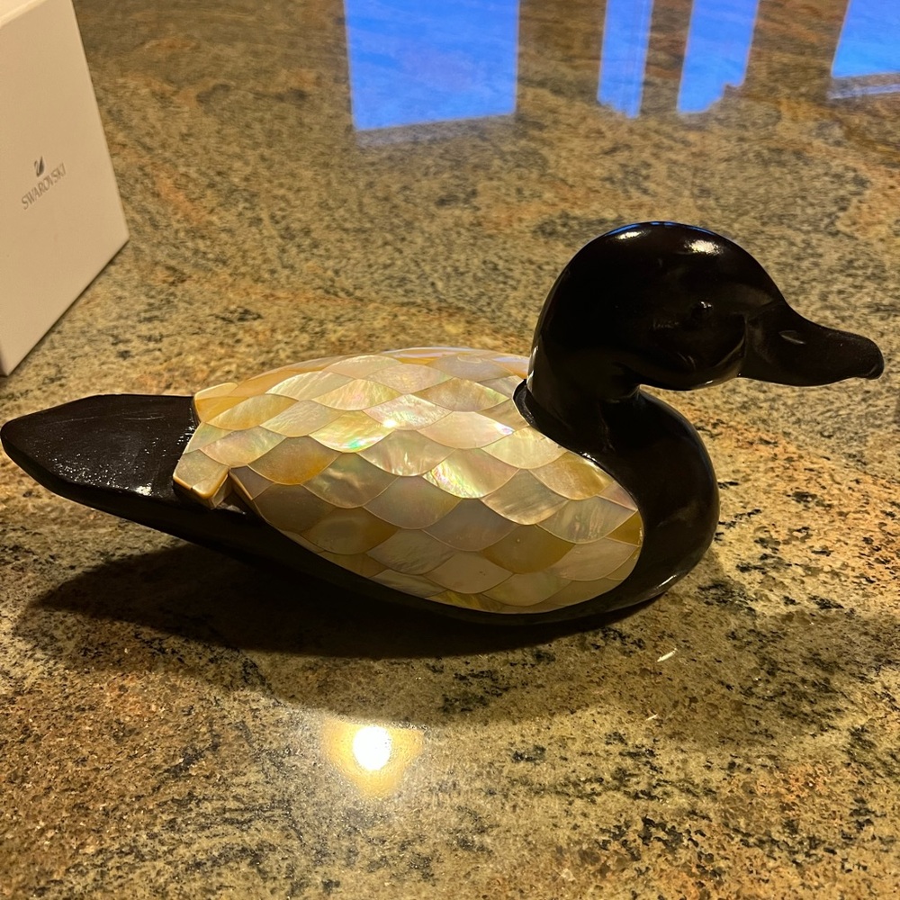 Elegant Black and Gold Duck Figurine